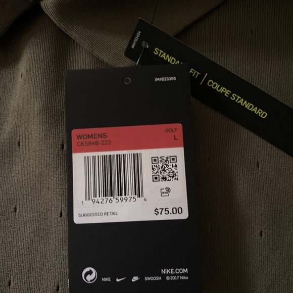 L Nike Dri-Fit Ace Golf Polo Shirt Olive Green CK5846-222 Women’s vent NWT $75 - Picture 6 of 9